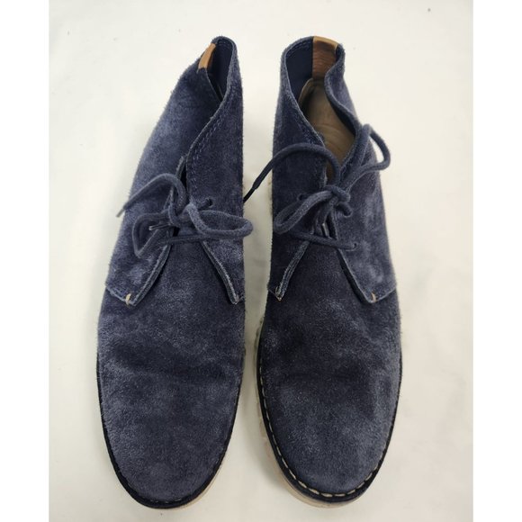 Cole Haan Men's Sz. 8.5 Navy Blue Suede Leather Chukka Lace Up Boots - Picture 2 of 9